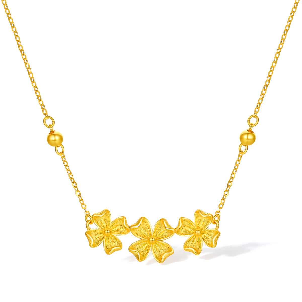 “Dream in the Garden” 24K Gold Pendant Necklace Flower 3.7-4g A0614963