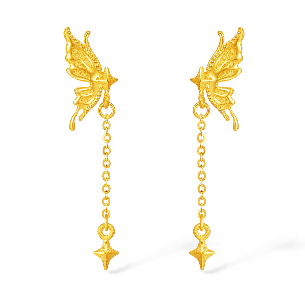 999 24K Gold Earrings Butterfly 2.1-2.4g A0913729