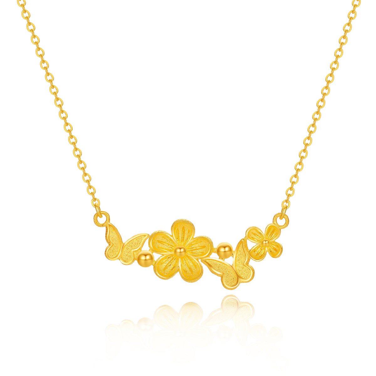 “Dream in the Garden” 24K Gold Pendant Necklace Flower 3.55-3.85g A0614961