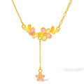 “Dream in the Garden” 999 24K Gold Pendant Necklace Flower 3.87-4.37g A0614925