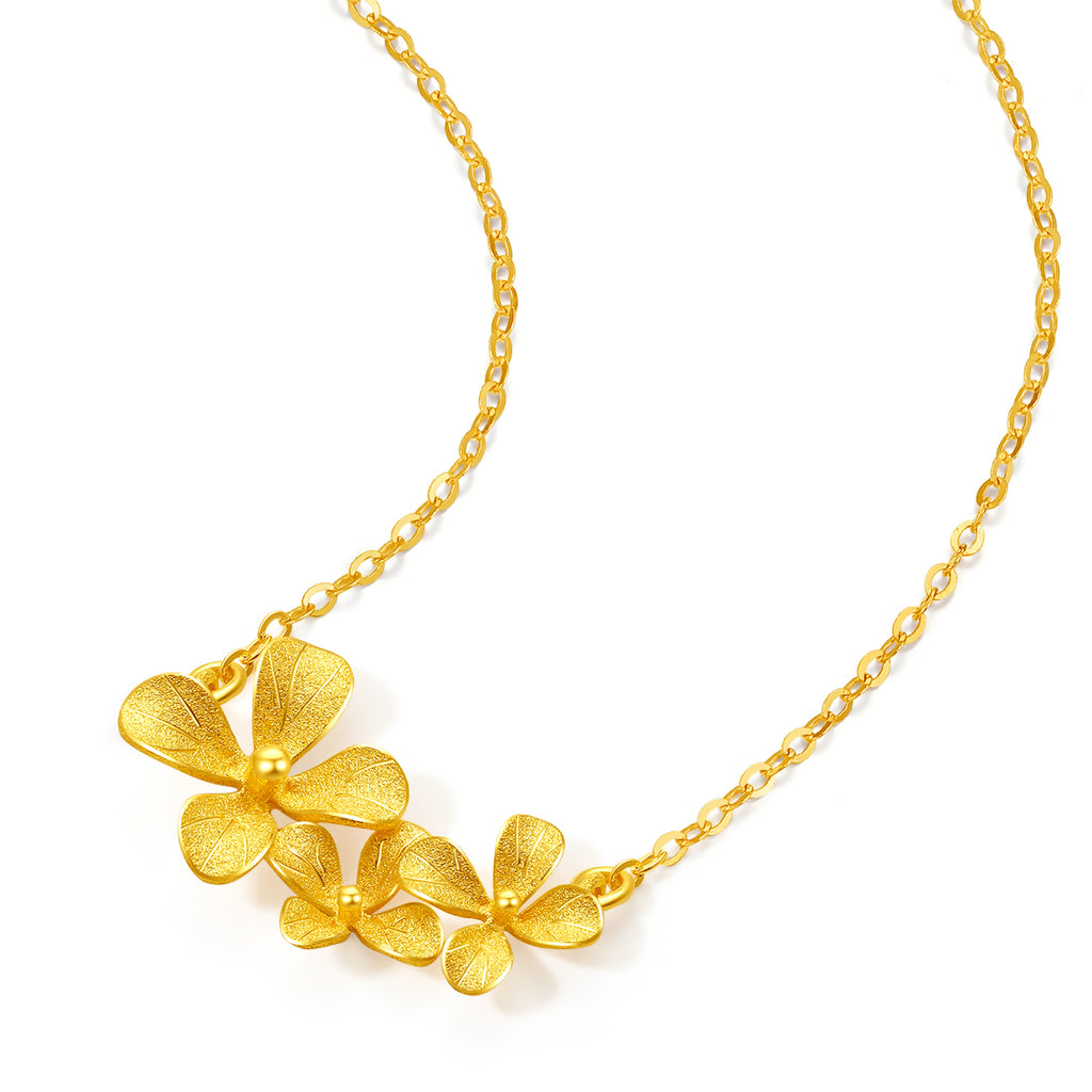999 24K Gold Pendant Necklace Flower 3.85-4.15g A0611671