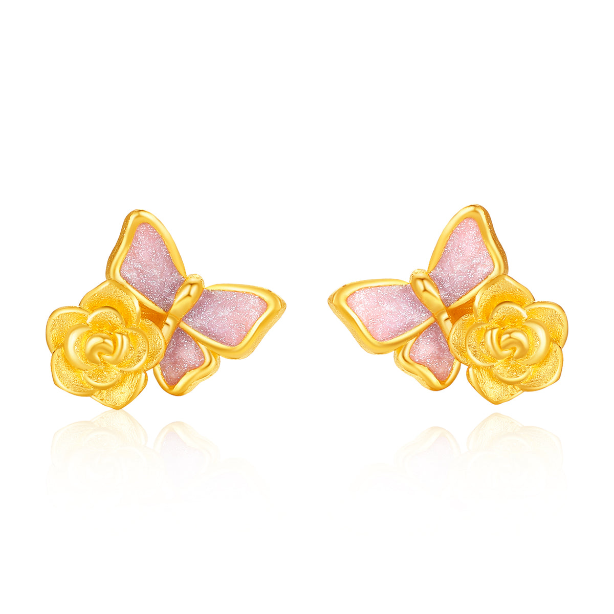 “Dream in the Garden” 999 24K Gold Earrings Flower 2.26-2.66g A0914972