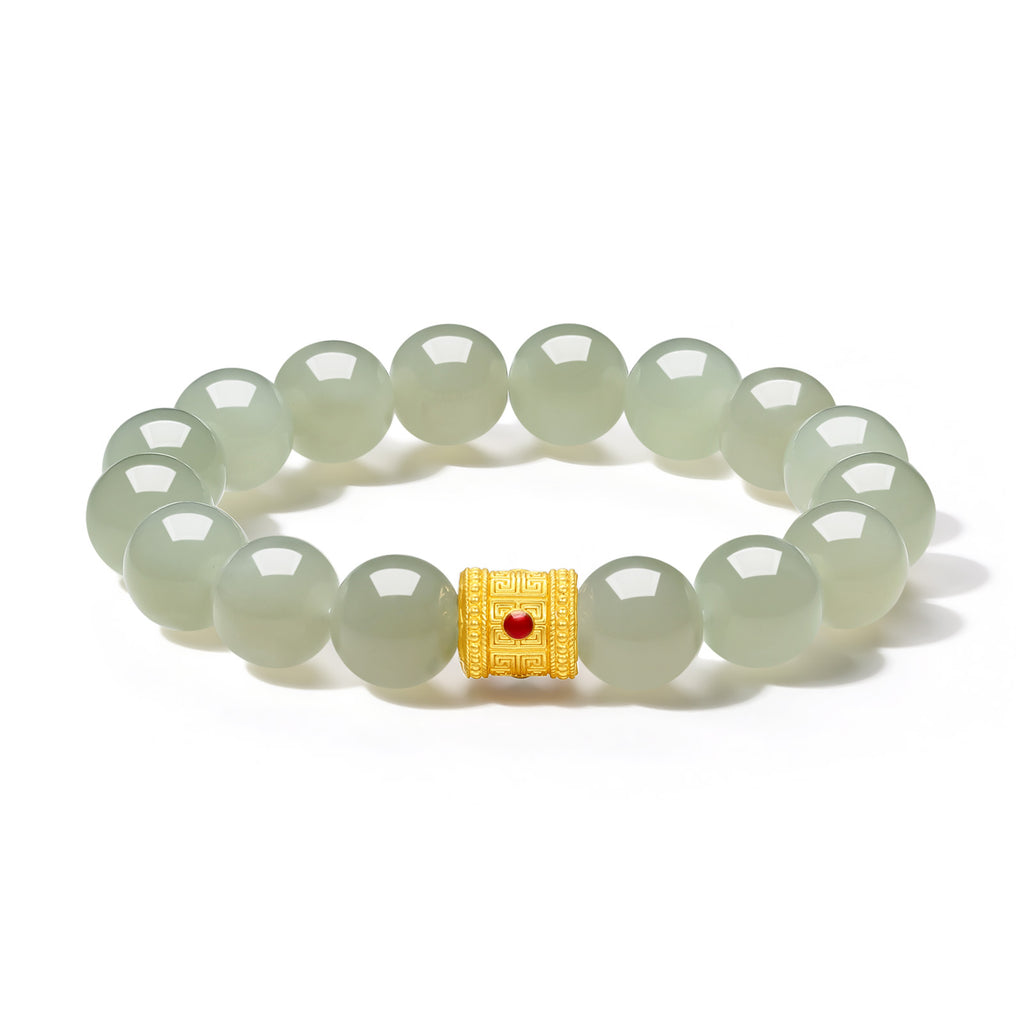 24K Gold Beaded Bracelet Hetian Jade 1-1.2g Y1913007