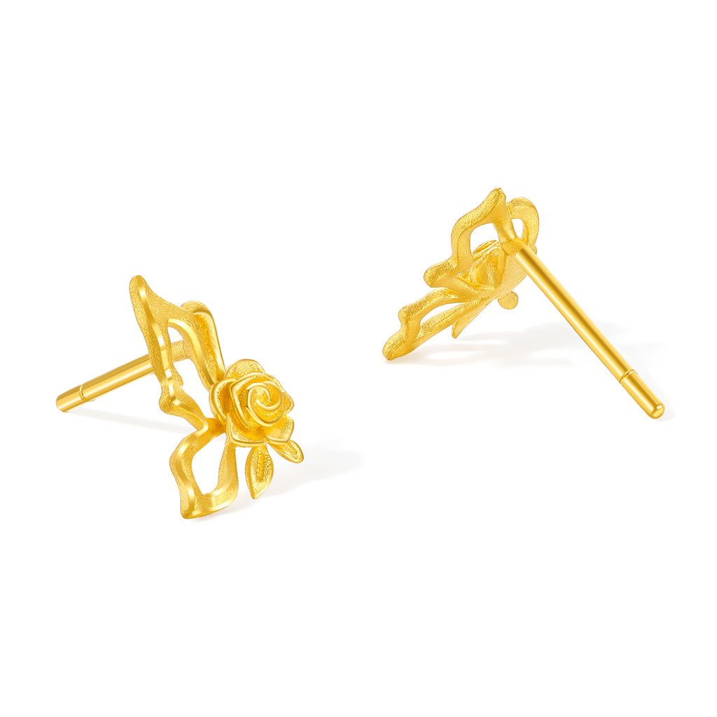 "Fantasy Forest" 999 24K Gold Earrings Butterfly 1.3-1.7g A0913906