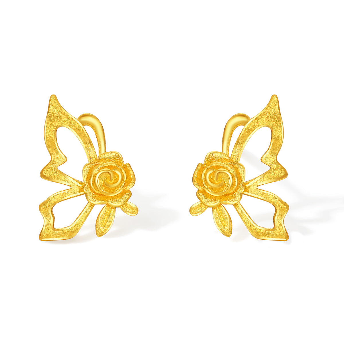 "Fantasy Forest" 999 24K Gold Earrings Butterfly 1.3-1.7g A0913906