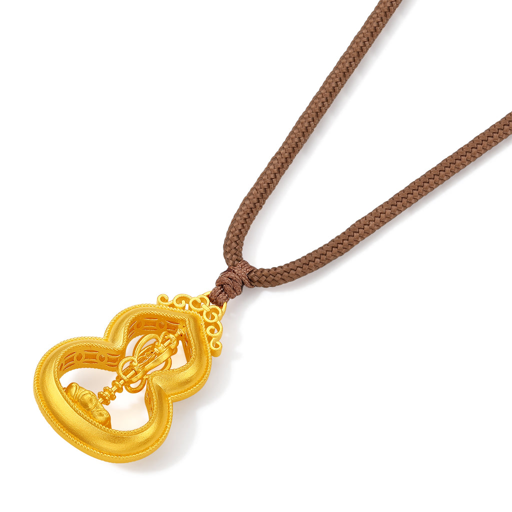 'Jiuhua Mountain' 999.9 24K Gold Pendant Necklace Vajra A0415324
