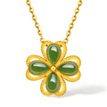 999.9 24K Gold Pendant Heitian Jade 1.3-1.5g Clover Y0411648