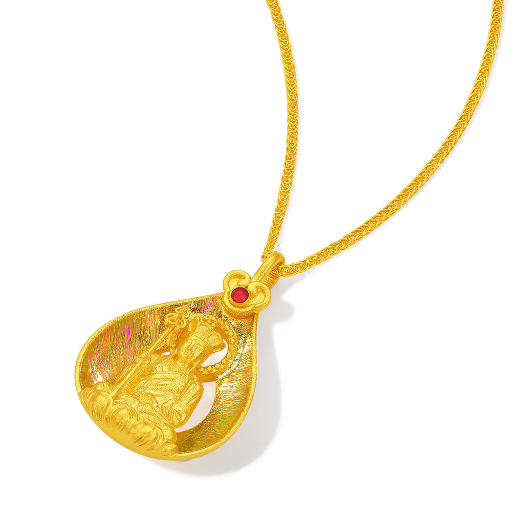 九華山 999.9 24K 金吊墜項鍊 地藏菩薩 A0615326