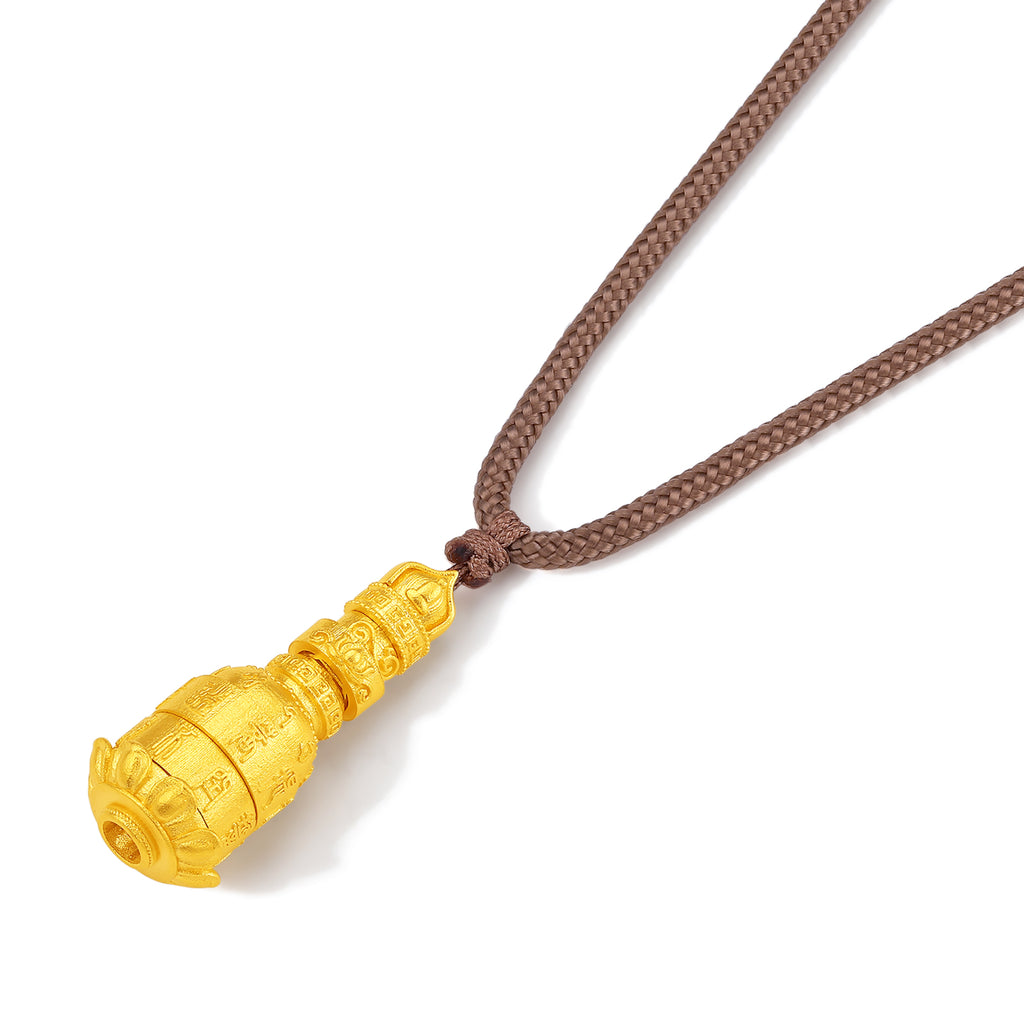 'Jiuhua Mountain' 999.9 24K Gold Pendant Necklace Ksitigarbha's Implements A0415325
