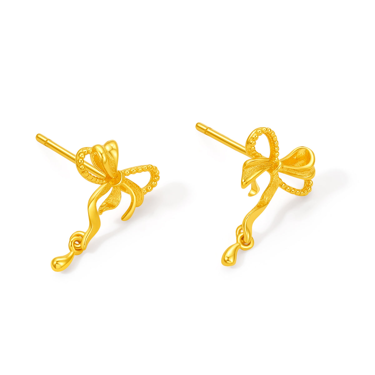 "Girl's Worries" 24K Gold Earrings Bow 1.4-1.8g A0915494