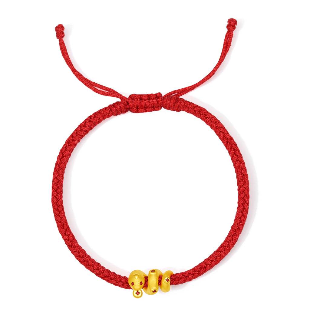 "Chinese Zodiac Snake" 24K Gold String Bracelet Snake 0.6-0.9g A1714412