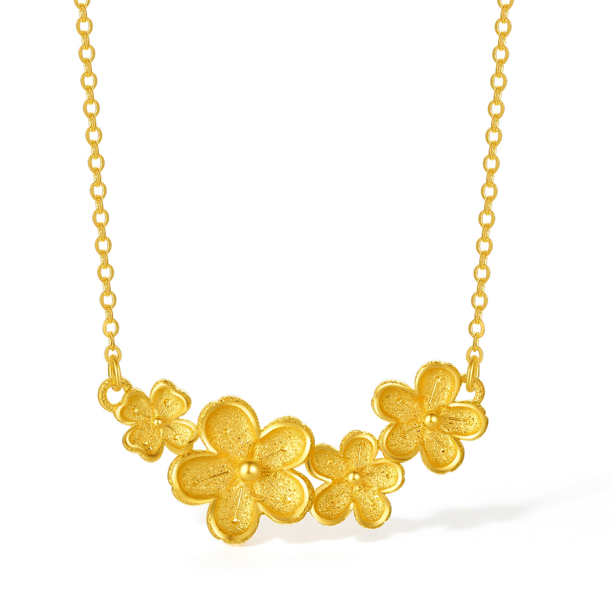 999 24K Gold Pendant Necklace Flower 3.44-3.84g A0612986