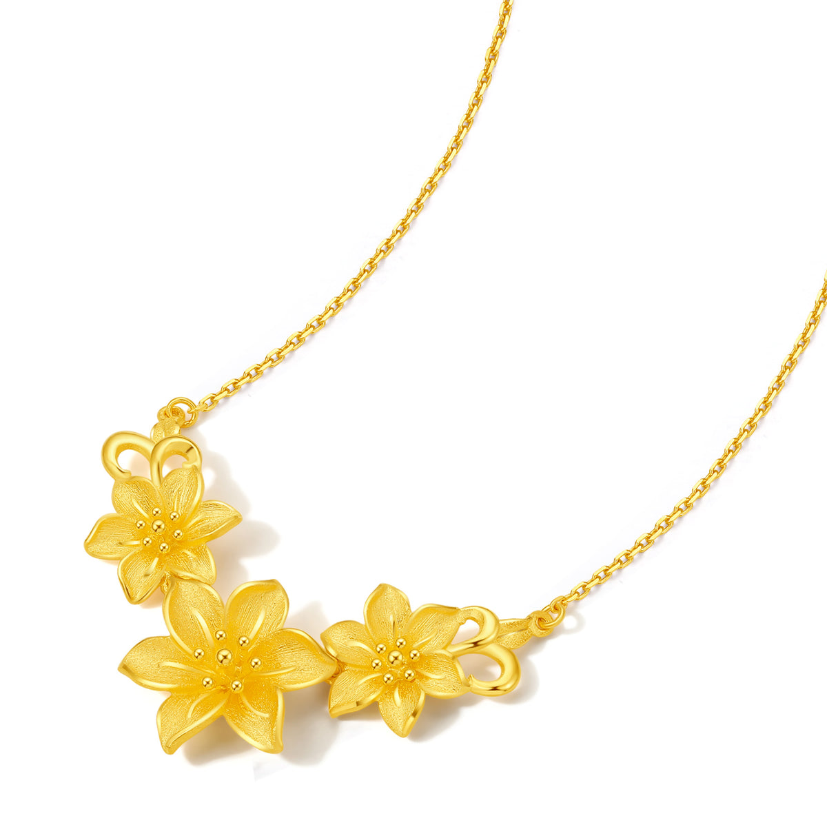 999 24K Gold Pendant Necklace Flower 9.2-10g A0612516