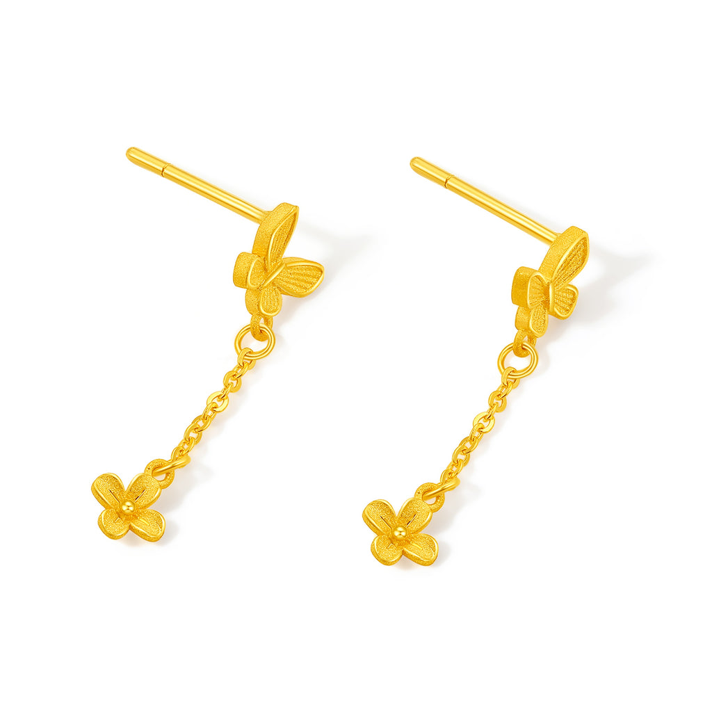 "Annie's Garden" 999 24K Gold Earrings Flower 1.5-1.8g A0913019