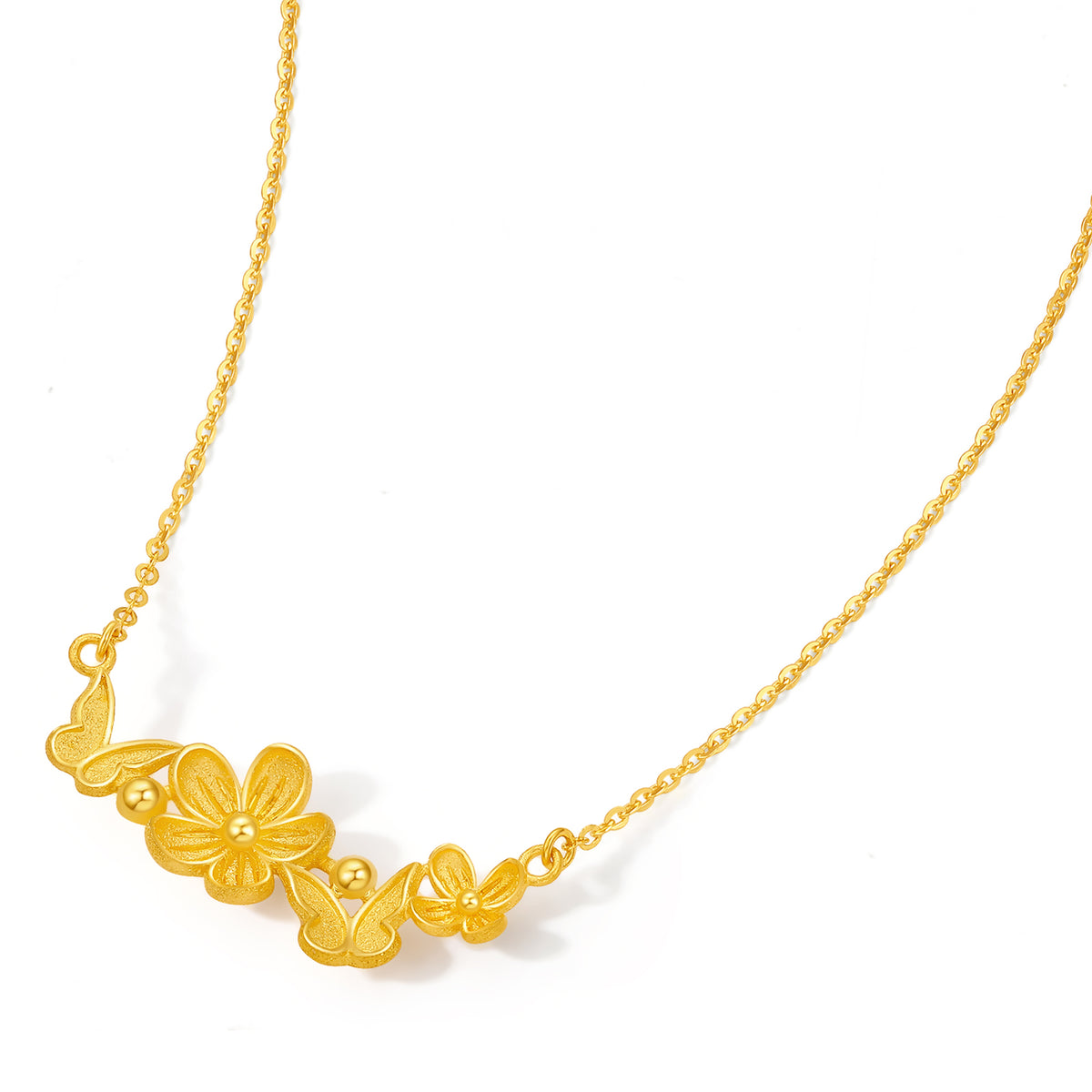 “Dream in the Garden” 24K Gold Pendant Necklace Flower 3.55-3.85g A0614961