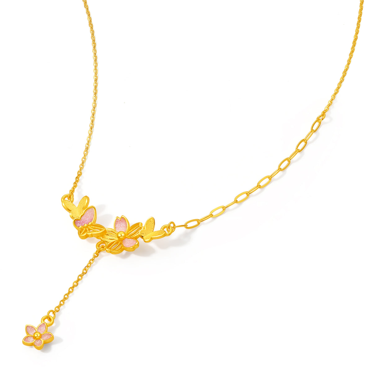 “Dream in the Garden” 999 24K Gold Pendant Necklace Flower 3.87-4.37g A0614925
