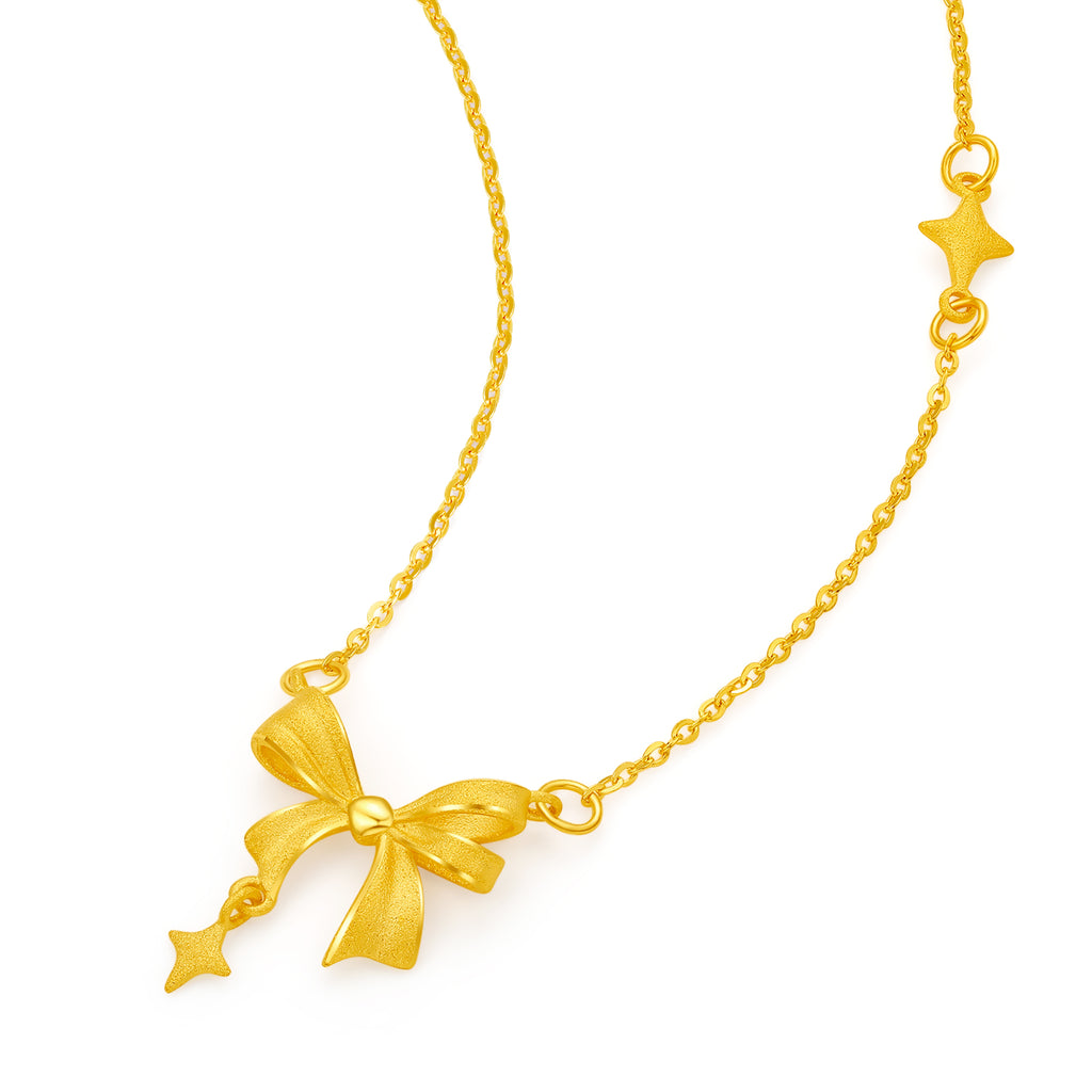 "Cute&Cool" 999 24K Gold Pendant Necklace Bow 3-3.3g A0613043