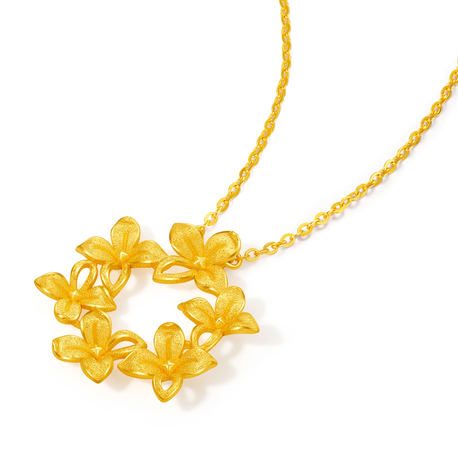 "Annie's Garden" 24K Gold Pendant Necklace Flower 3.8-4.1g A0613022