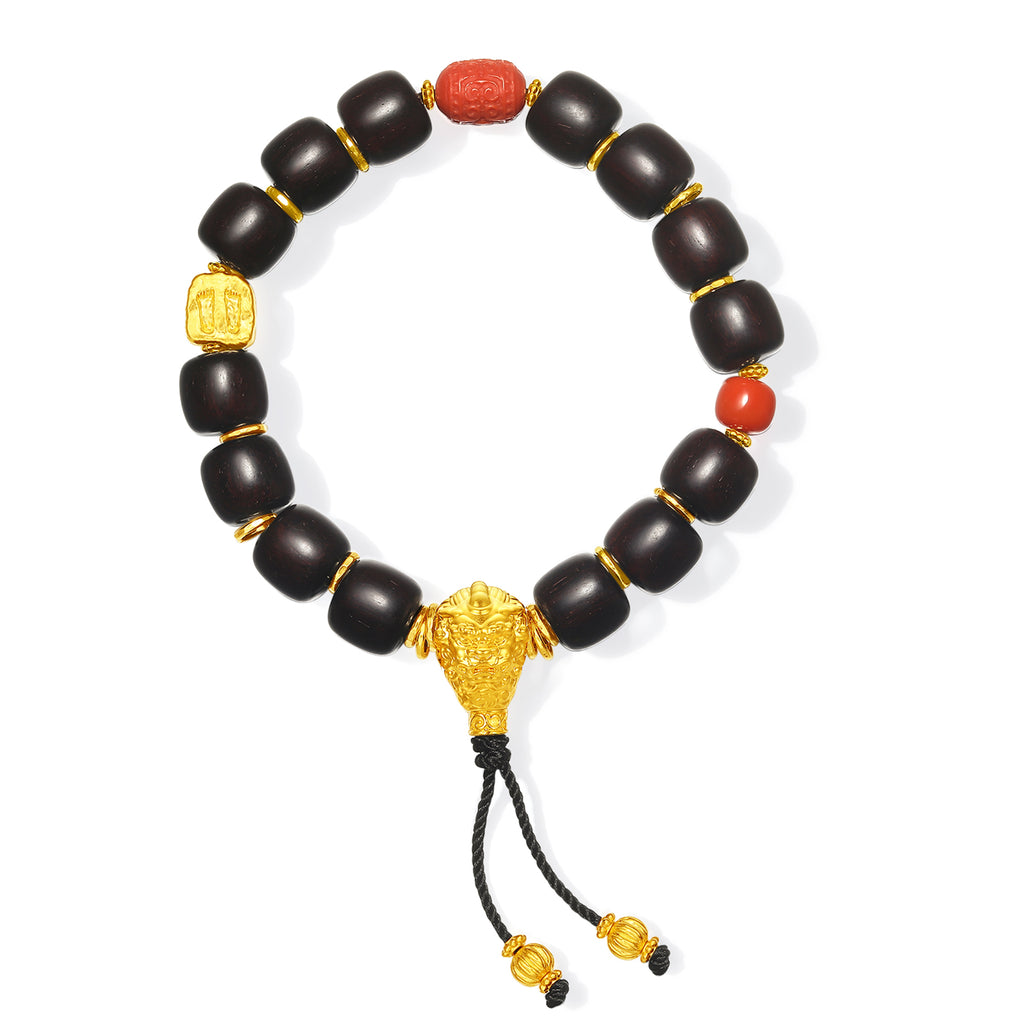 九華山' 24K金珠手鍊檀香珠瑪瑙地藏菩薩法器 A1915332