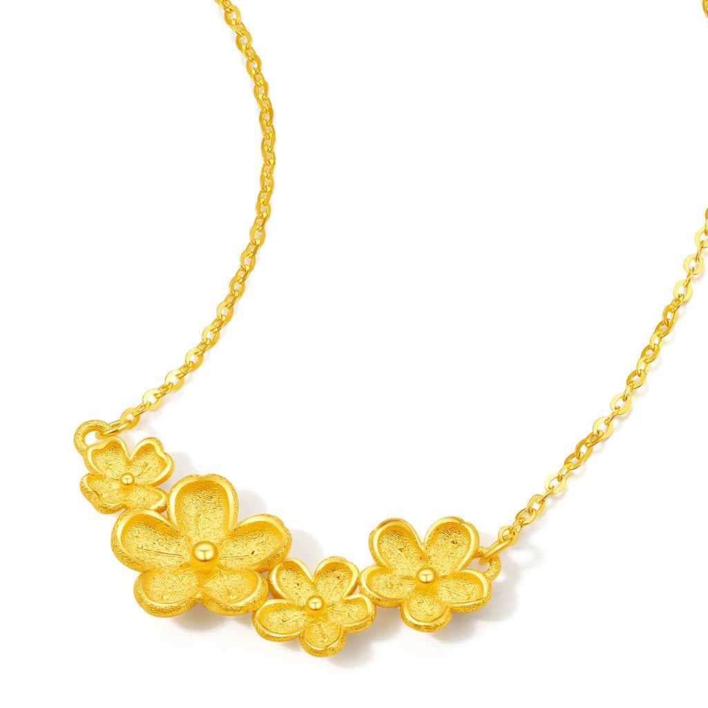 999 24K Gold Pendant Necklace Flower 3.44-3.84g A0612986