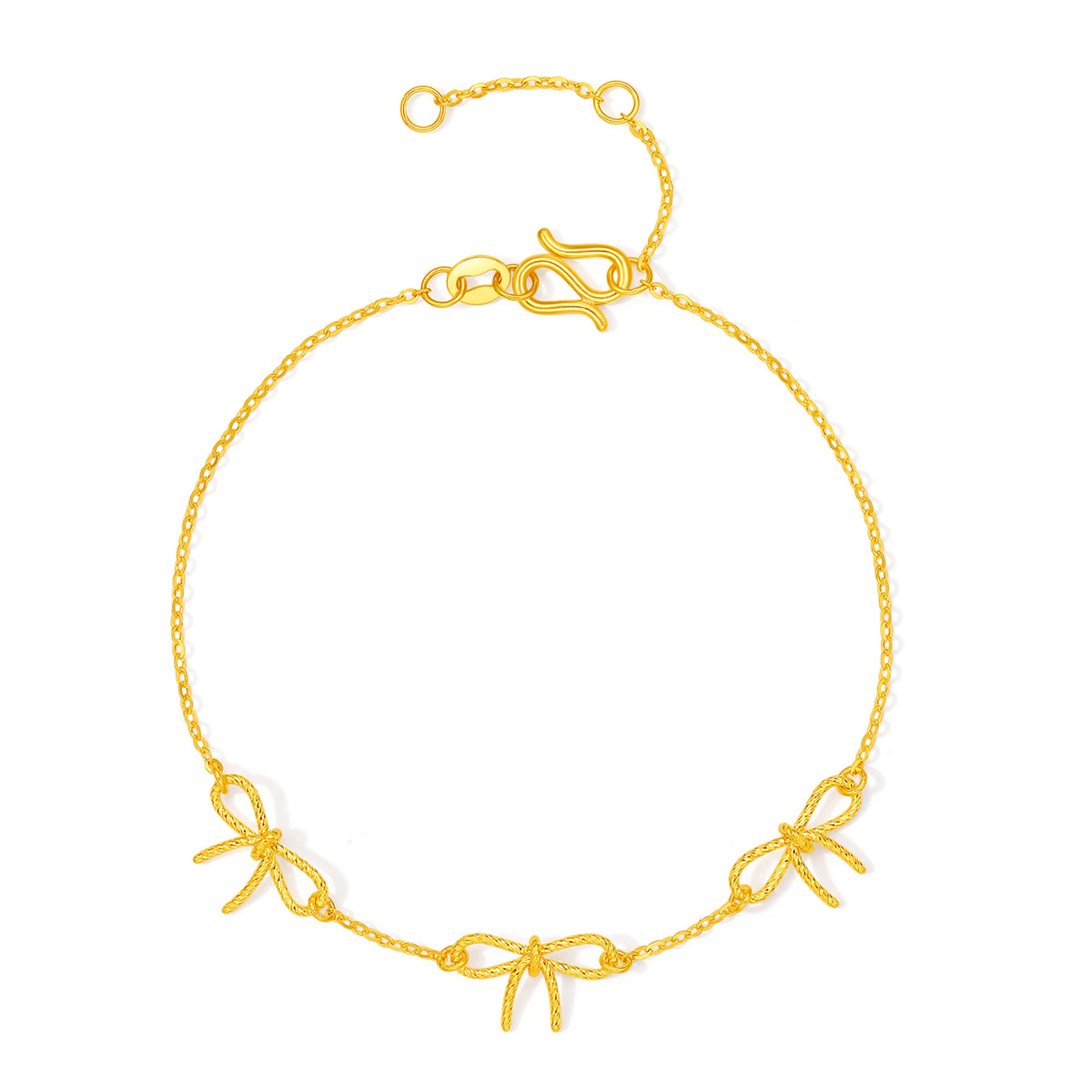 "Girl's Worries" 24K Gold Chain Bracelet Bow 2.02-2.42g A0715487