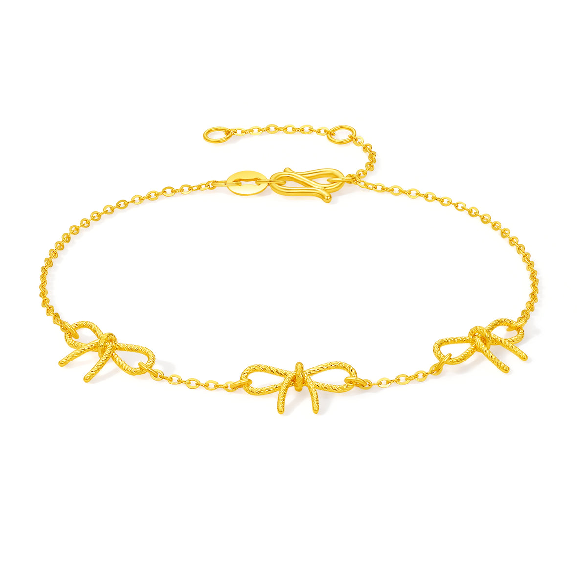 "Girl's Worries" 24K Gold Chain Bracelet Bow 2.02-2.42g A0715487