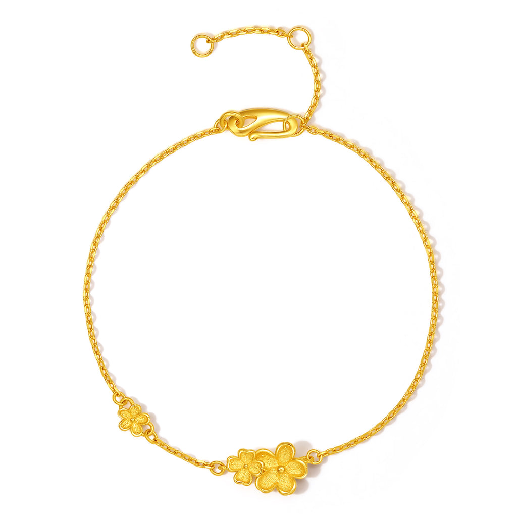999 24K Gold Chain Bracelet Flower 2.33-2.63g A0712985