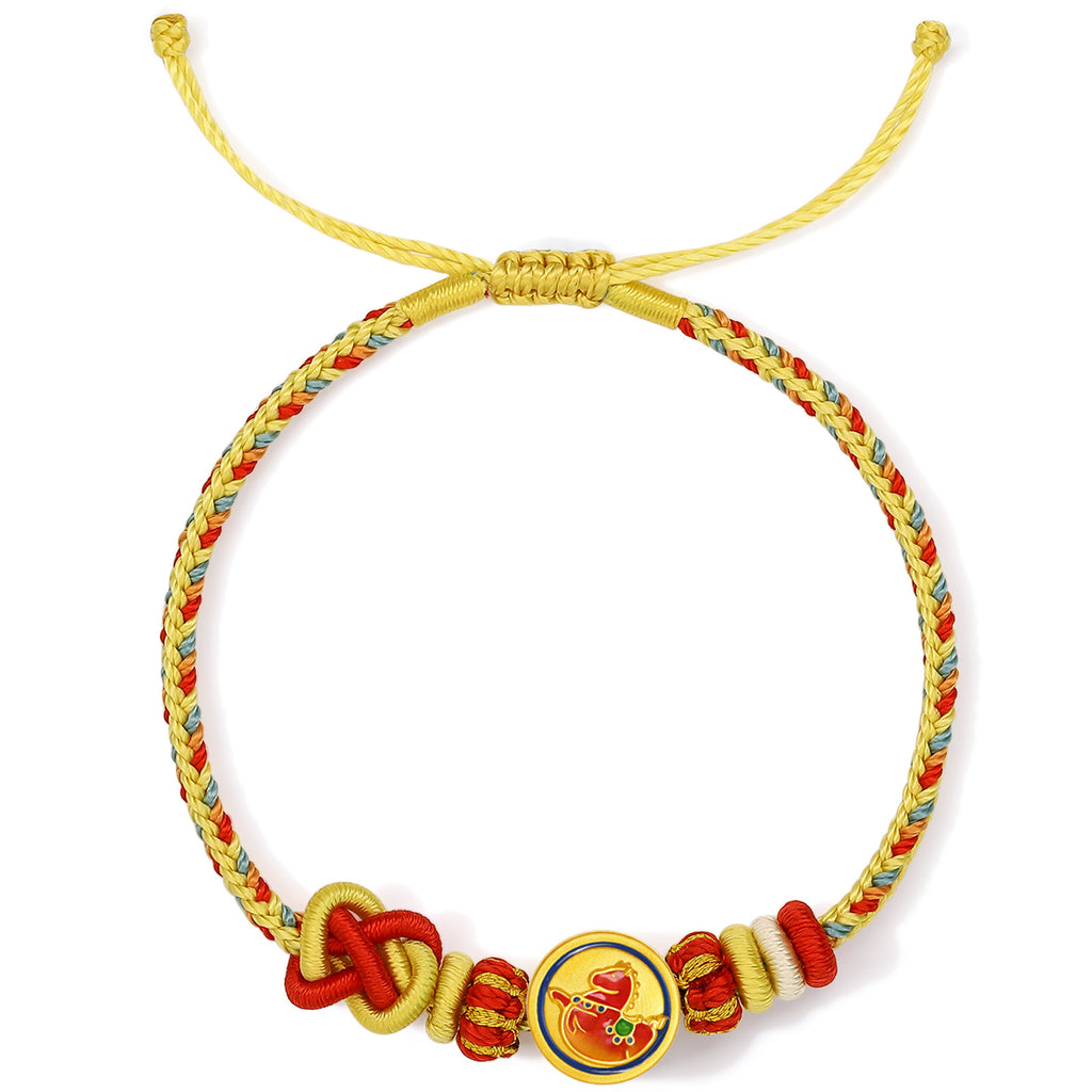 "Year of the Horse"  24K Gold String Bracelet Horse 0.82-1.12g 16cm-22cm A1720839