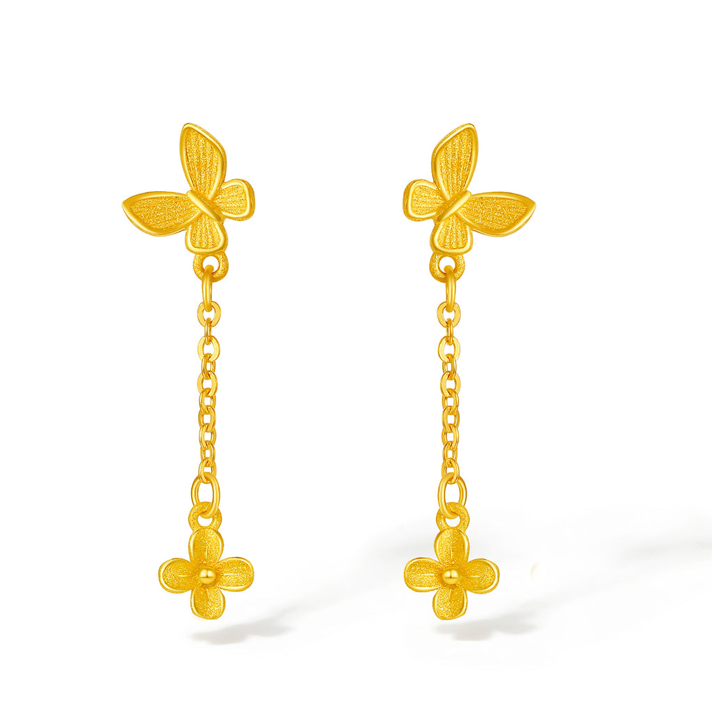 "Annie's Garden" 999 24K Gold Earrings Flower 1.5-1.8g A0913019