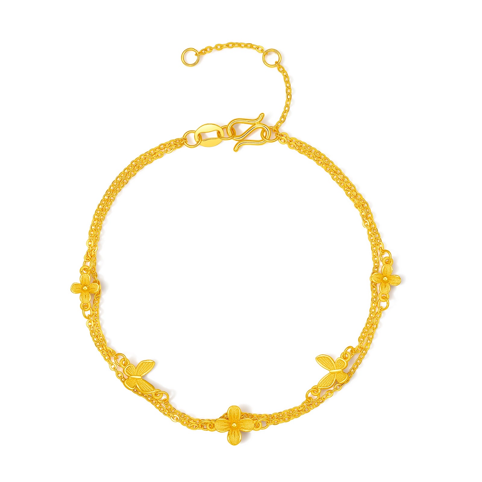 "Annie's Garden" 999 24K Gold Chain Bracelet Flower 2.6-2.9g A0713018