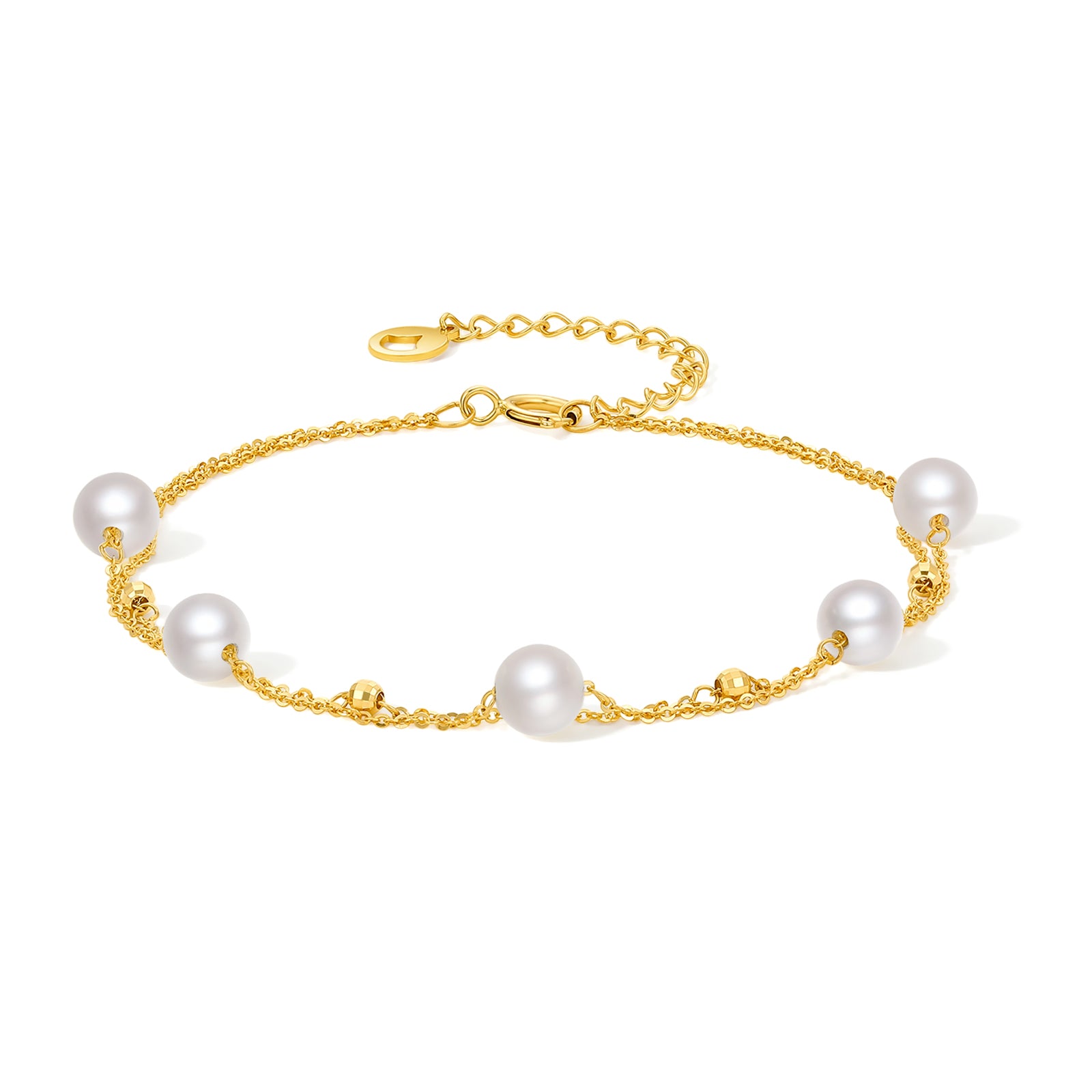 18K Gold Chain Bracelet Pearl 0.75-1.05g X0713028