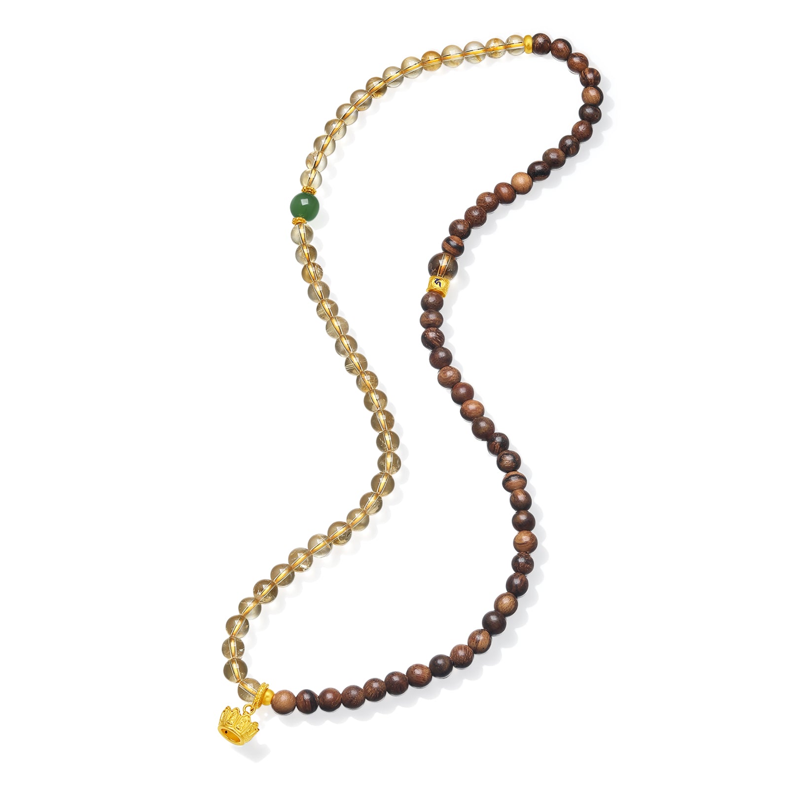 Jiuhua Mountain' 24K Gold Beaded Bracelet Citrine Heitian Jade Ksitigarbha's Implements J1915331