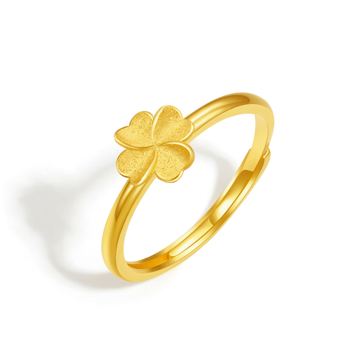 999 24K Gold Ring Clover 2.1-2.6g A0112976