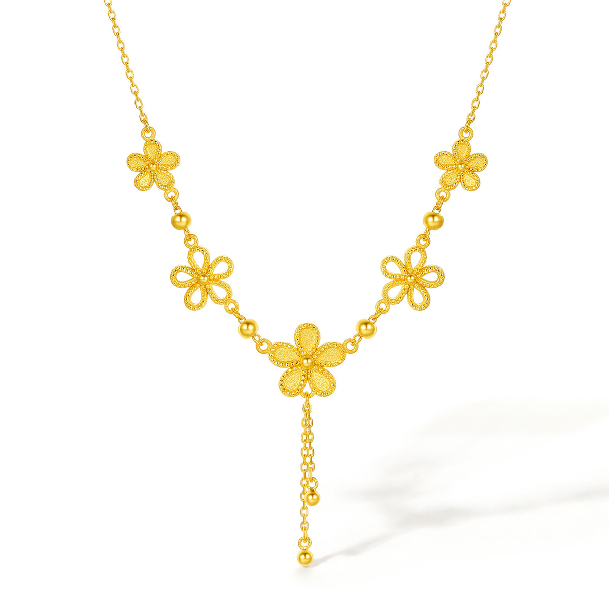 999 24K Gold Pendant Necklace Flower 8.4-9.4g A0612525