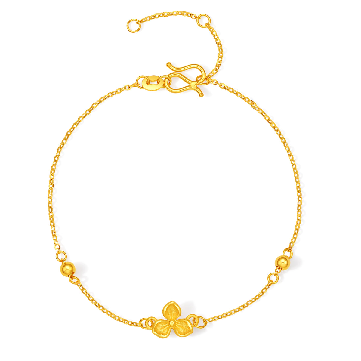 “Dream in the Garden” 999 24K Gold Chain Bracelet Flower 1.8-2.1g A0715104