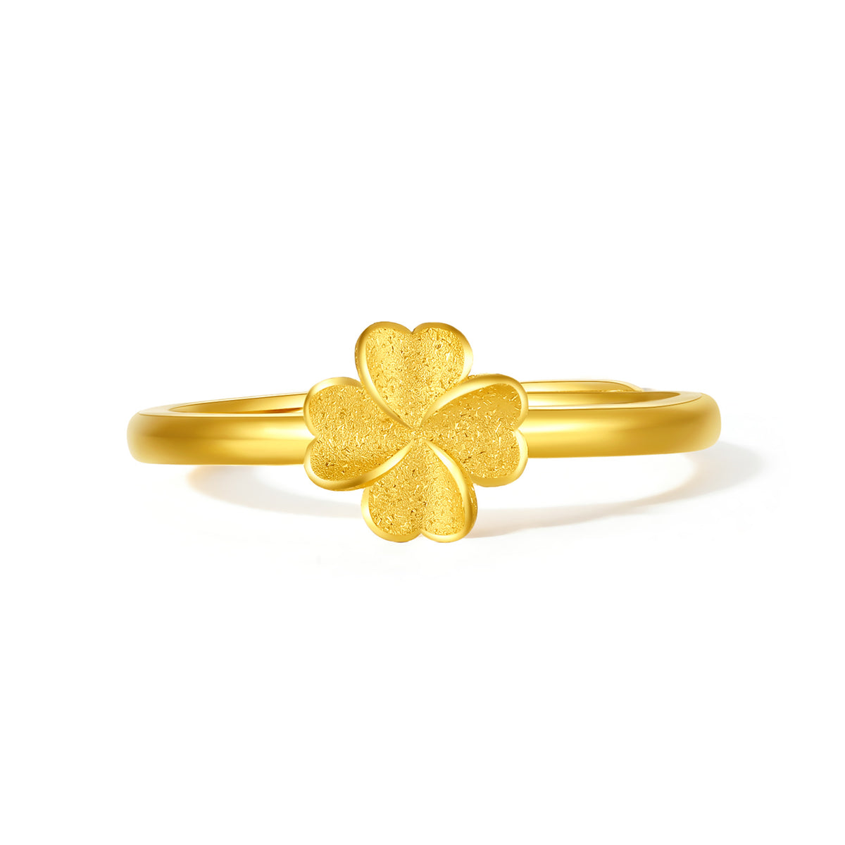 999 24K Gold Ring Clover 2.1-2.6g A0112976