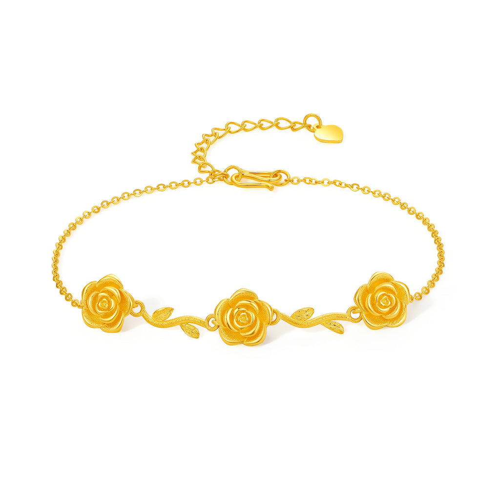 "Annie's Garden" 24K Gold Chain Bracelet Flower 3.5-4g A0713012
