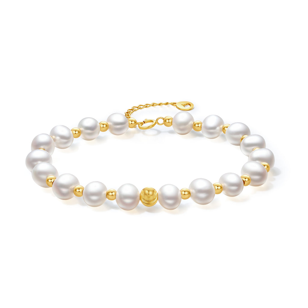 18K Gold Chain Bracelet Pearl 0.65-0.95g X0713026