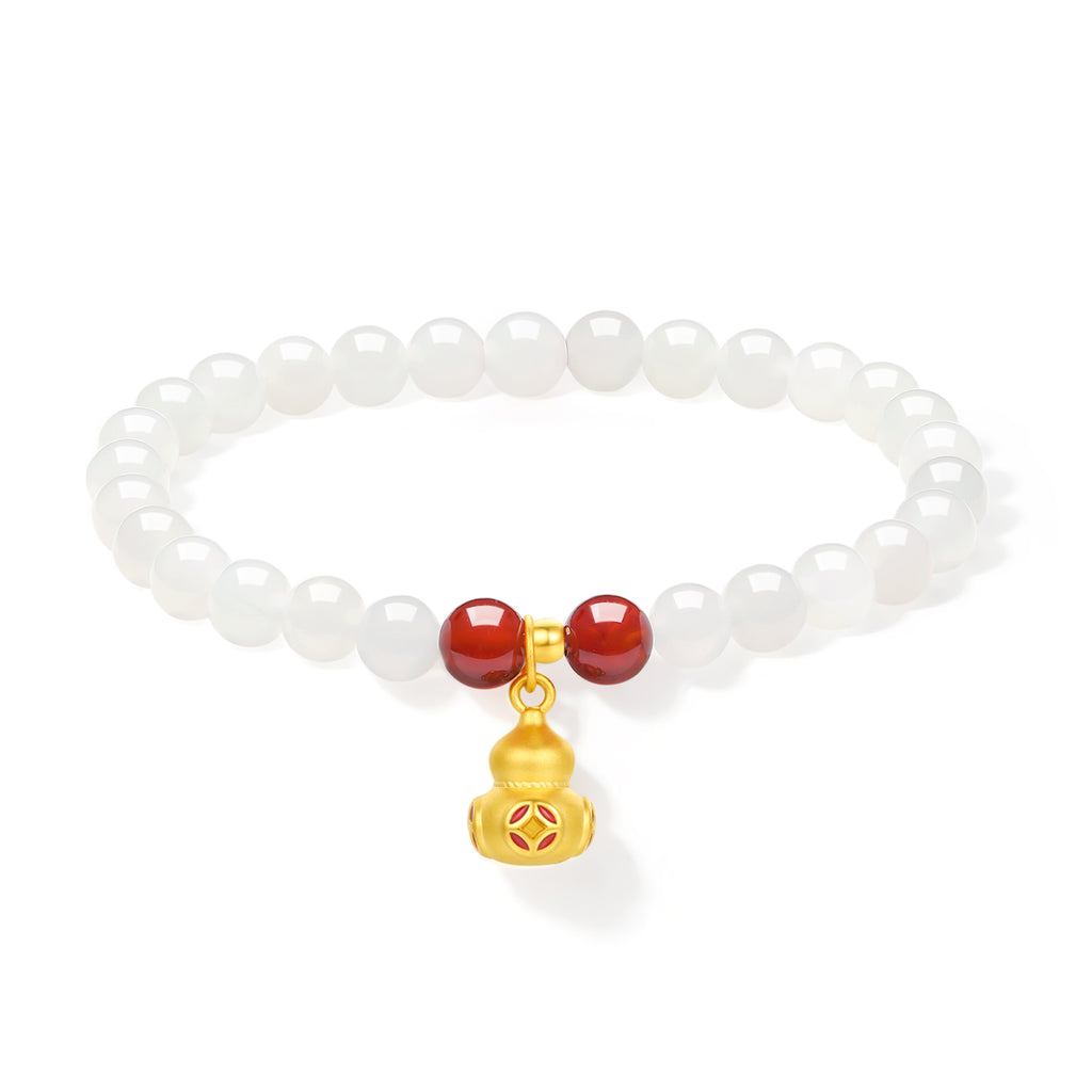 24K Gold Beaded Bracelet Hetian Jade 5.8-6.3mm Agate 0.4-0.7g Y1914713