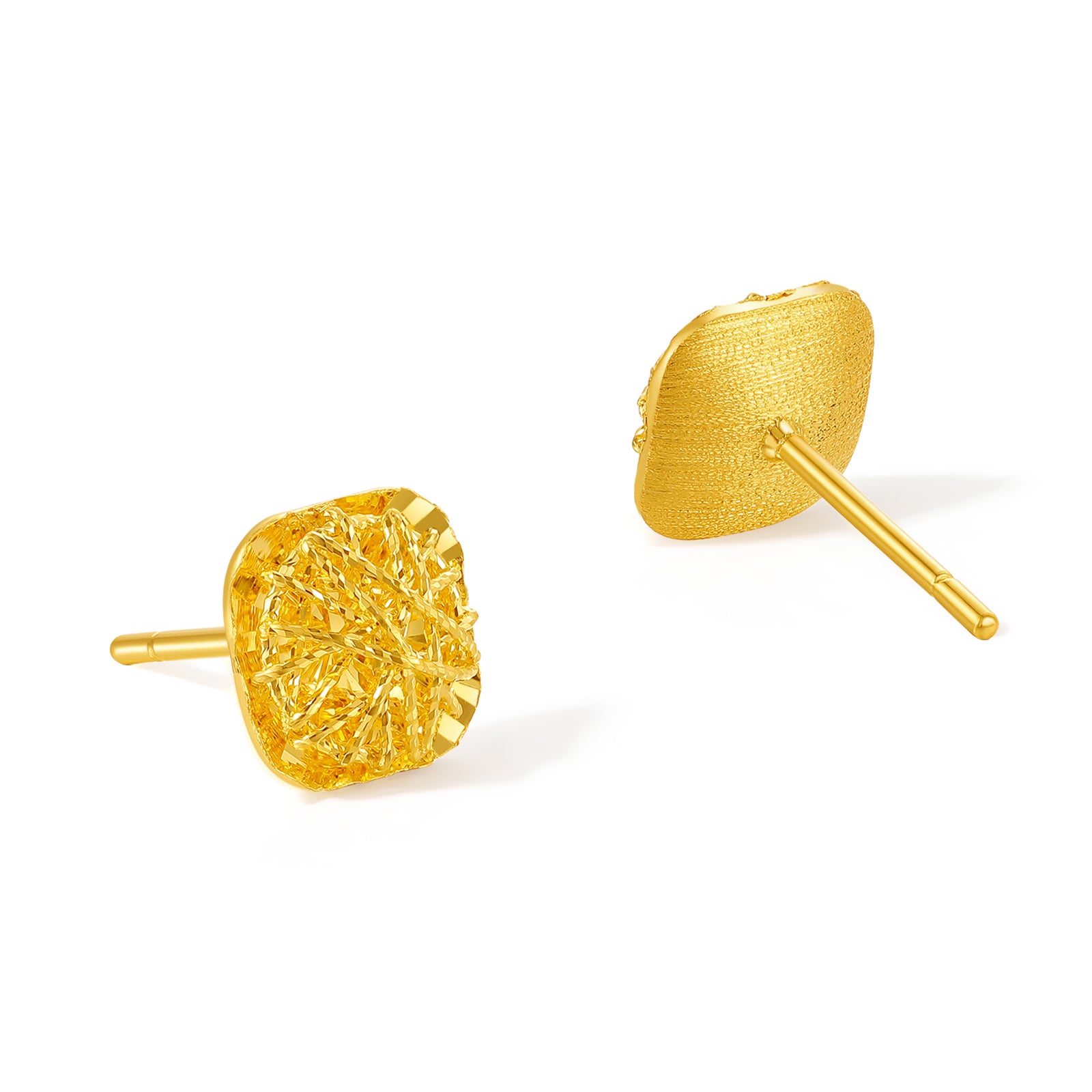24K Gold Earrings Geometry 1.94-2.24g A0913173