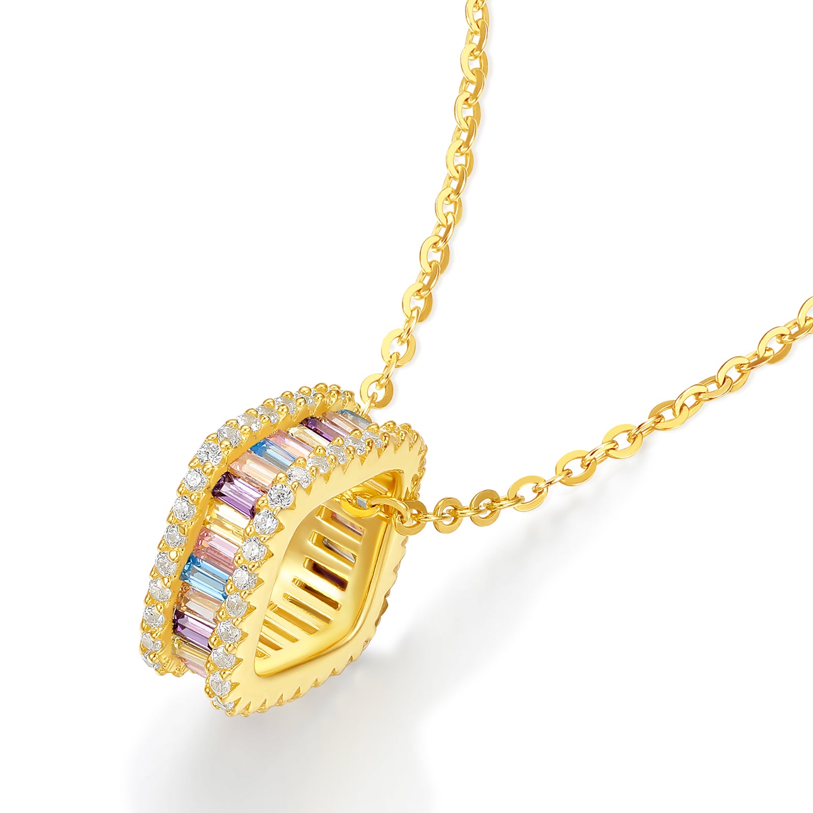 S925 Sterling Silver Pendant Necklace Cubic Zirconia 2.4-3.9g 40+5cm J0614525