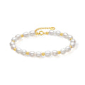 18K Yellow Gold Chain Bracelet Freshwater Pearl 5-6mm 0.45-0.75g X0713025