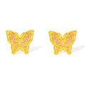 「華夏文化藏品 - 宋錦」24K金耳釘鑽石蝴蝶 3.86-5.86克 W0923869