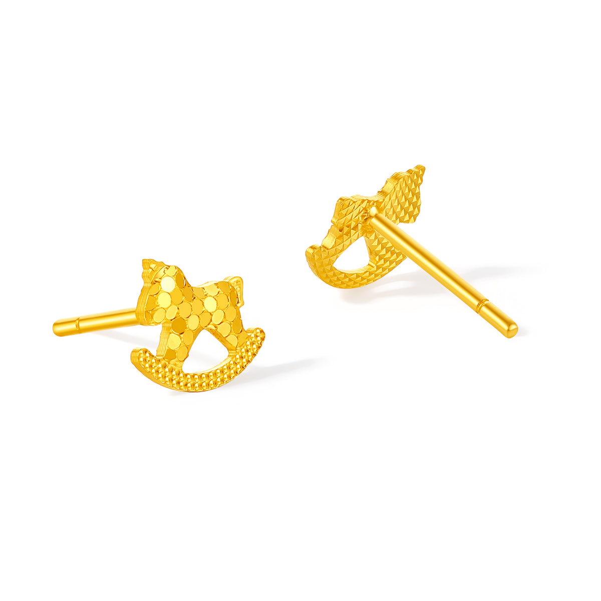 "Chinese Zodiac Horse" 24K Gold Earrings Horse 0.8-1.3g A0923805