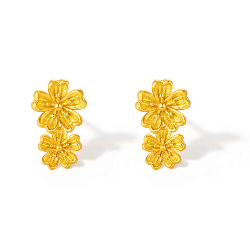 999 24K Gold Earrings Flower 1.5-1.8g A0911669