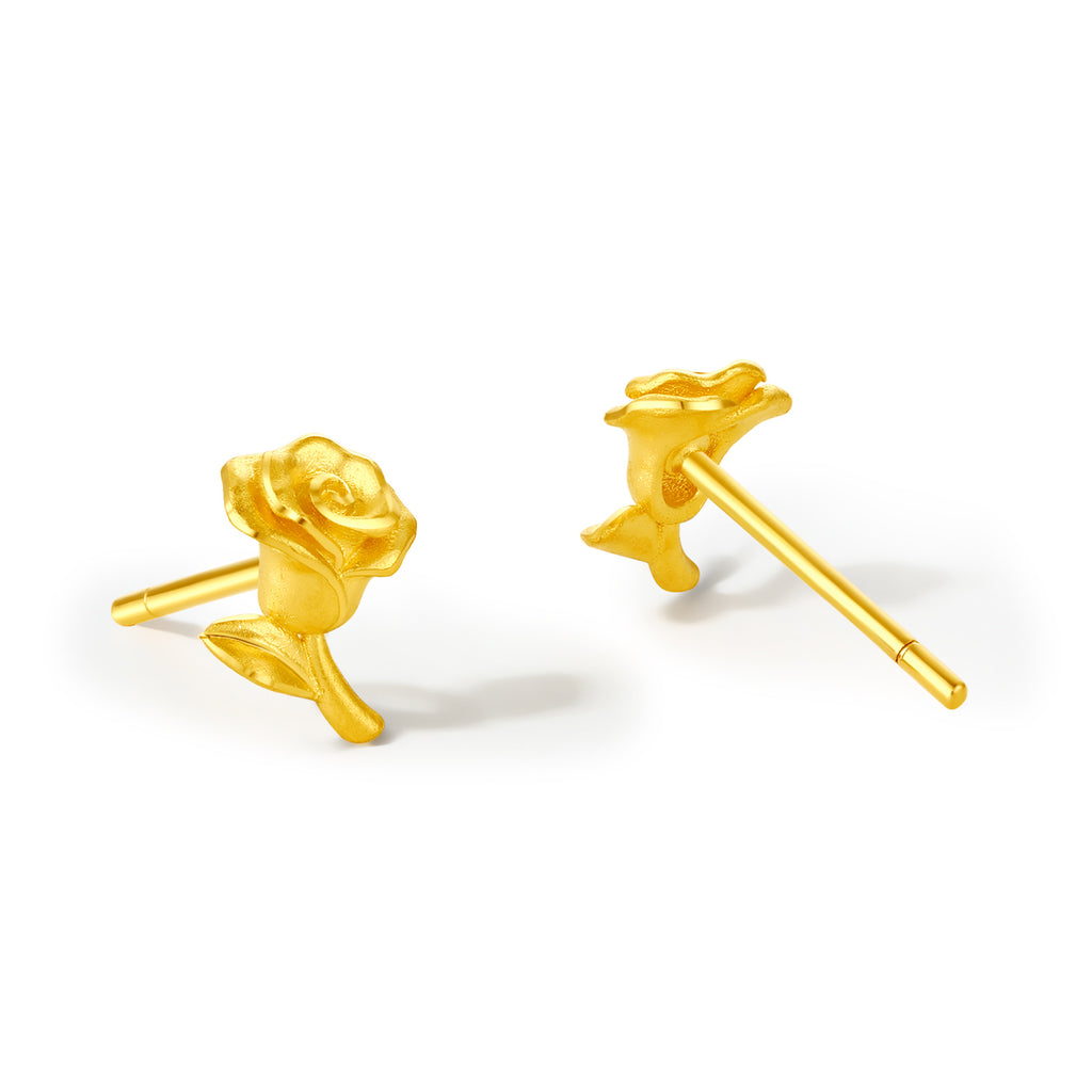 999 24K Gold Earrings Flower 1.4-2.2g A0911676