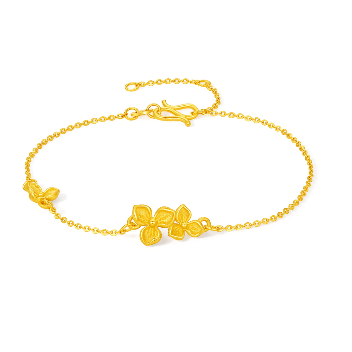 “Dream in the Garden” 999 24K Gold Chain Bracelet Flower 2.4-2.8g A0715132