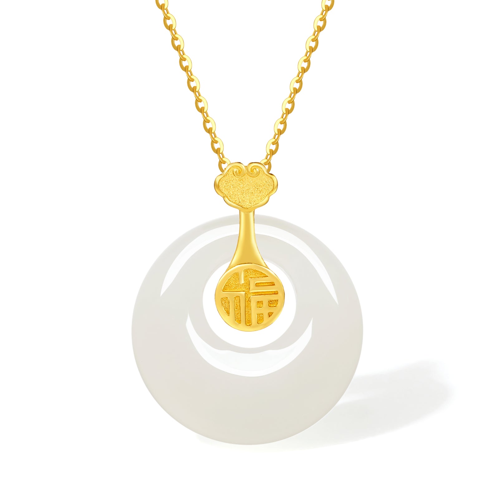 999.9 24K Gold Pendant Heitian Jade 0.8-1g Ping An Kou Y0411797