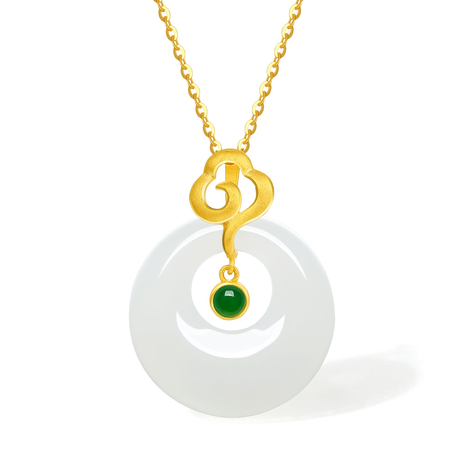 999.9 24K Gold Pendant Heitian Jade 0.8-1g Ping An Kou Y0411798