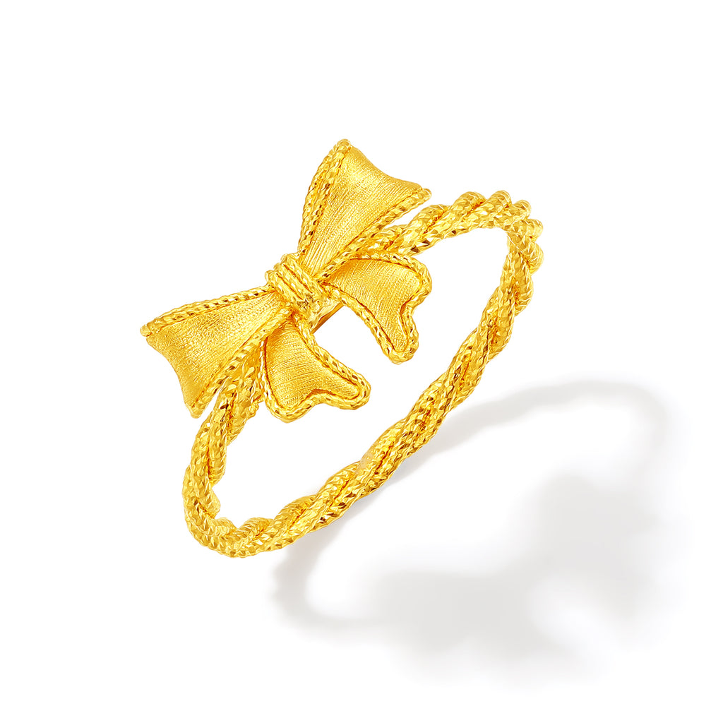 "Princess Wedding" 24K Gold Ring Bow 1.82-3.92g A0122043